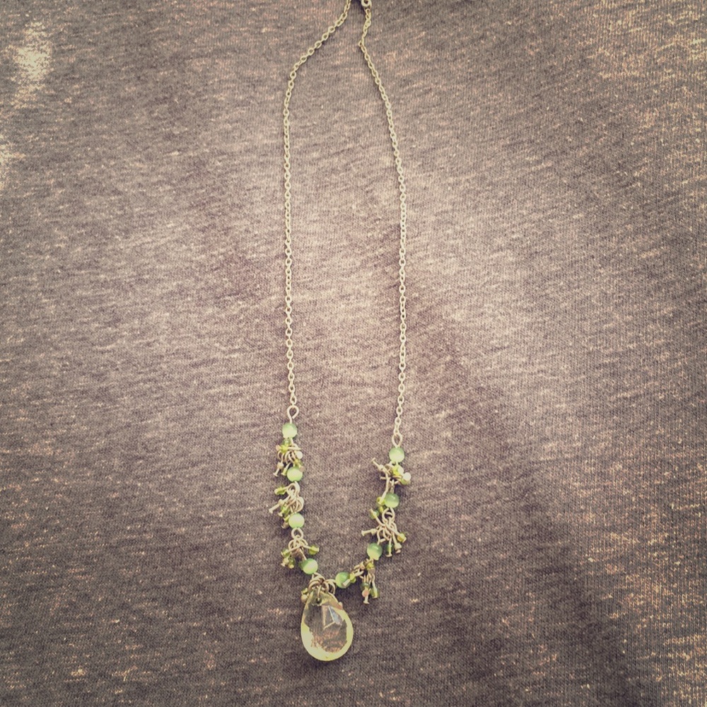 Silver green necklace